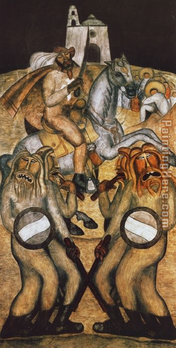 Battle Dance, (Los Santiagos) painting - Diego Rivera Battle Dance, (Los Santiagos) art painting